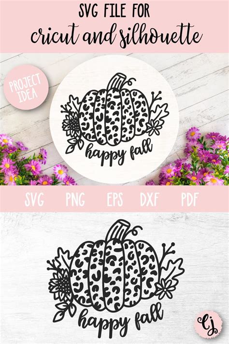 Illustrated Pumpkin Svg Design For Cricut Pumpkin Clipart Leopard