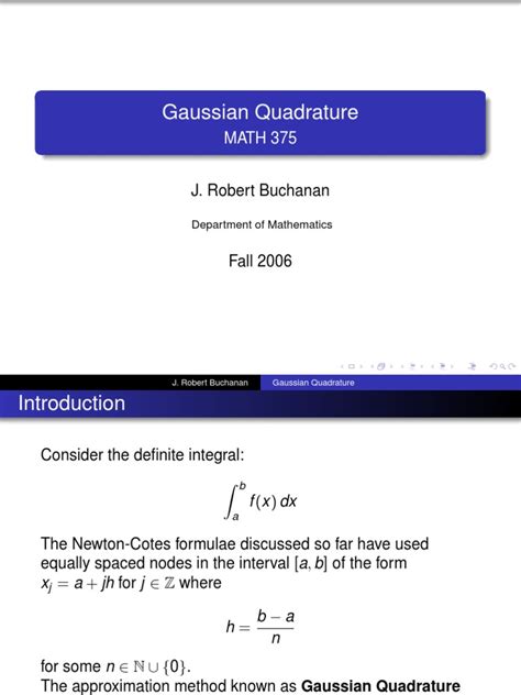 Gaussian Quadrature Pdf Integral Mathematics Of Computing