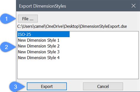 Export Dimensionstyles Dialog Box Bricscad Lite And Pro Bricsys Help