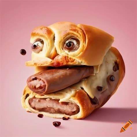 Funny Sausage Roll With A Face And Hands On Craiyon