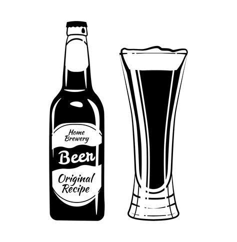 Beer Bottle And Glass Svg Brewery Logo Alcohol Drink Etsy