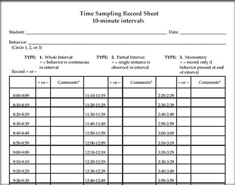 Detail Time Sample Observation Template Koleksi Nomer