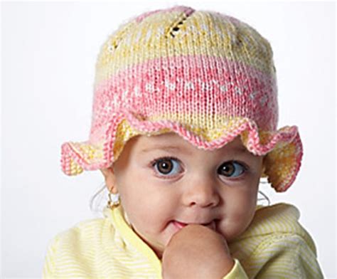 Jacquards Knitted Baby Ruffle Hat Free Knitting Pattern