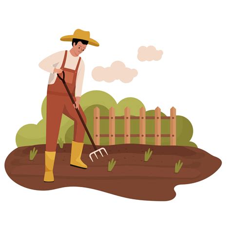 Flat Design Of People Growing Vegetables In Garden Vector Art