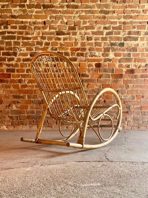 Rohé Noordwolde Bamboo And Rattan Rocking Chair Netherlands Circa 1950