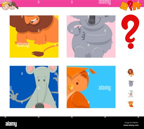 guess cartoon animals activity for children Stock Photo - Alamy