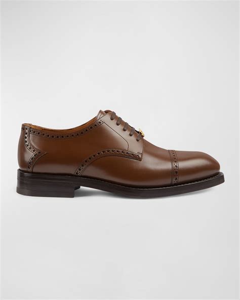 Gucci Rooster Brogue Leather Derby Shoes Brown Sugar Editorialist