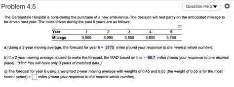 Solved Problem 4 5 Question Help The Carbondale Hospital Is Chegg