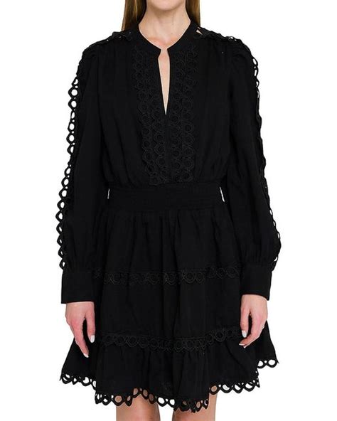 Endless Rose Lace Trim Mini Dress In Black Lyst