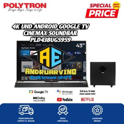 Jual Polytron K Uhd Smart Cinemax Soundbar Google Tv Inch Pld