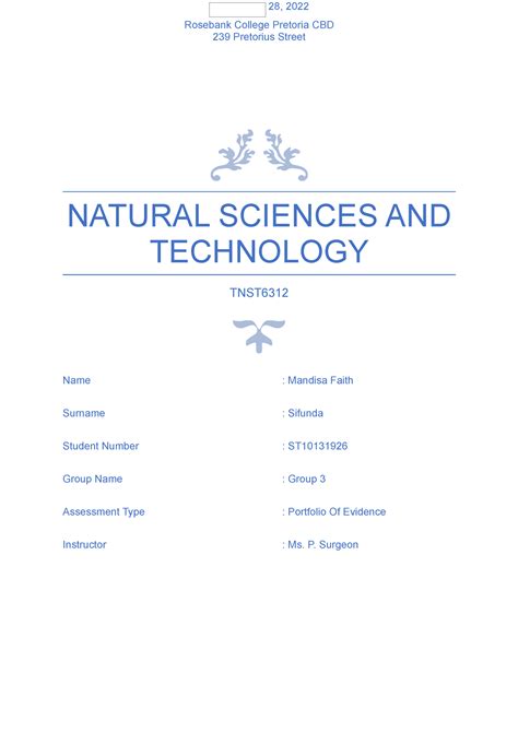 Natural Sciences And Technology Natural Sciences And Technology Tnst