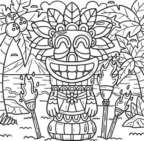 Summer Tiki Totem Pole Coloring Page For Kids 20119117 Vector Art At