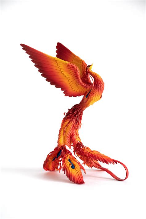 Phoenix Bird Statue Original Handmade Ooak Fire Bird Figurine Statue Figure Fantasy Bird