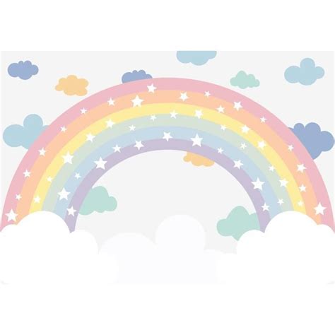 Papier Peint Intiss Chambre Enfant Fille X Cm Arc En Ciel Nuages