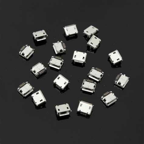 New 20Pcs Micro USB Type B Female Socket 5 Pin SMT SMD DIP Jack