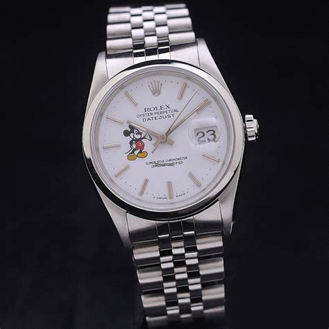 Rolex Oyster Perpetual Datejust Mickey Mouse Dial Ref 16200 For