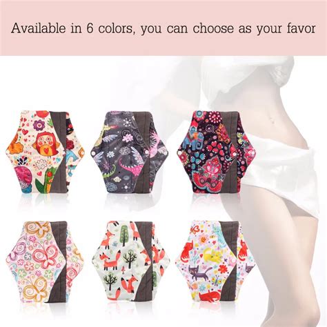 1pc Reusable Charcoal Bamboo Cloth Menstrual Pads Washable Sanitary Towel Panty 6 Colors Bamboo