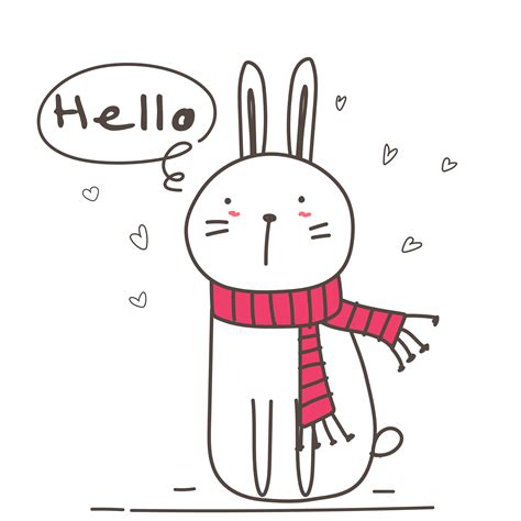 Cute Bunny With Say Hello For Your Design. Vector Illustration 584177 ...