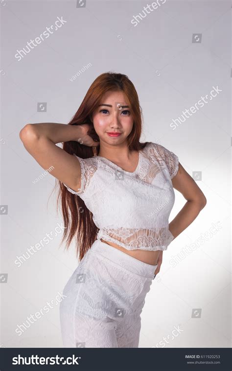 Sexy Asian Woman White Lingerie On Stock Photo 611920253 Shutterstock