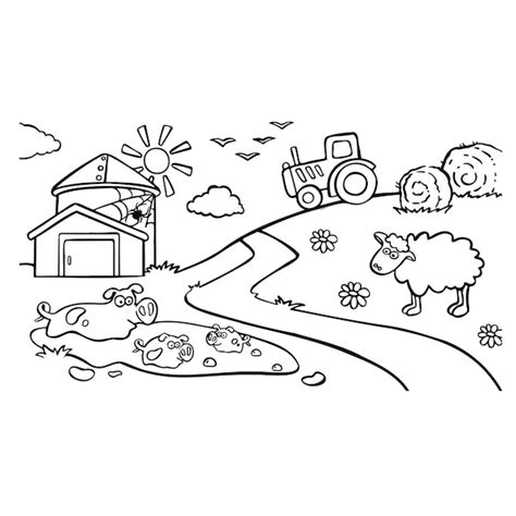 Farm Scene Clipart Black And White