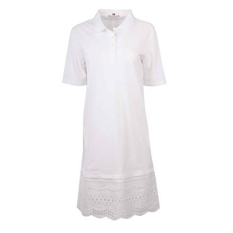 Robe Mi Longue Avec Bandeau Broderie Anglaise Blanche Femme Tommy