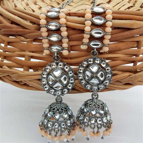 Big White Traditional Jhumka Earrings For Girls Fashioncrab