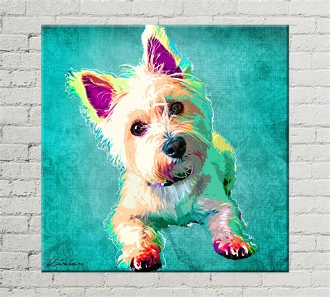 Custom Pet Portrait On Canvas Customized Dog Pop Art Etsy Dog Pop