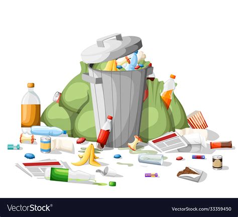 Littering Garbage Pile Garbage In Flat Style Vector Image