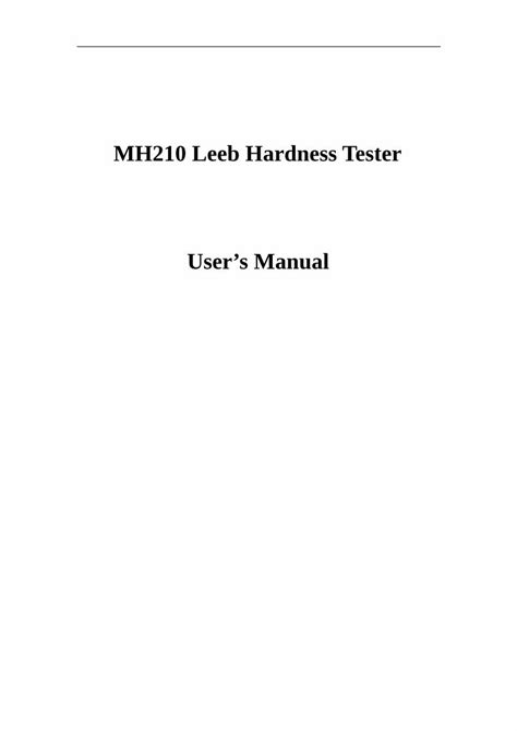 Pdf Mh Leeb Hardness Tester Diytrade Comdoc Diytrade Docdvr