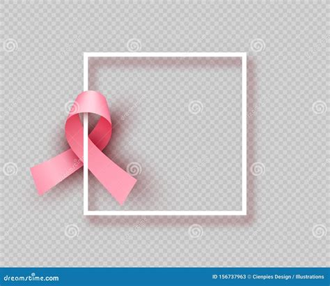 Pink Breast Cancer Ribbon Isolated White Frame Stock Vector