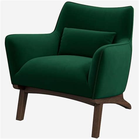 Ashcroft Furniture Co Gatsby Mid Century Modern Luxury Dark Green Velvet Upholstered Accent