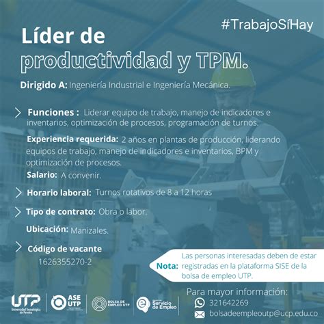 Egresados En contacto con tu Universidad Nueva Vacante Líder de