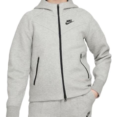 Nike Girls Sportswear Tech Fleece Full Zip Hoodie Dark Gray Heather