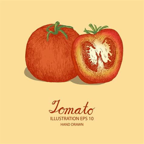 Tomate dibujado a mano ilustración vegetal Vector Premium