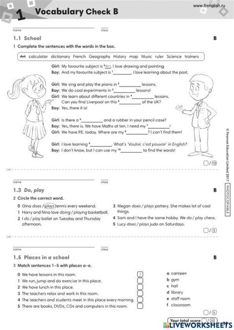 1 Vocabulary Check B Online Exercise For Live Worksheets Worksheets