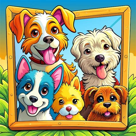 Conjunto De Diferentes Perros Lindos En Estilo De Dibujos Animados