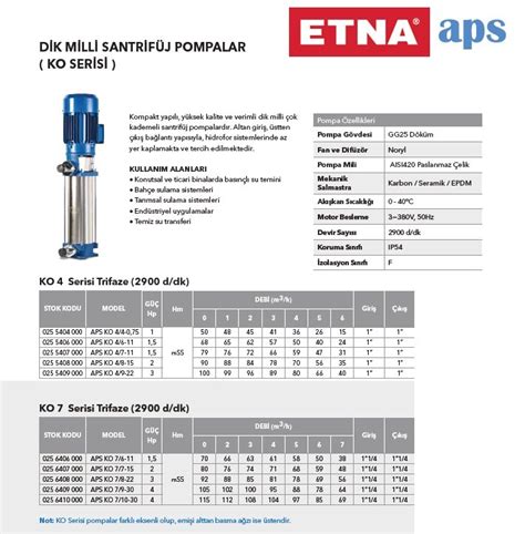 Etna APS KO 15 7 40 5 5 Hp 380 V Döküm Gövdeli Noril Fanlı Dik