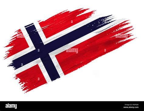 Brush Painted Norway Flag Hand Drawn Style Illustration Stock Photo