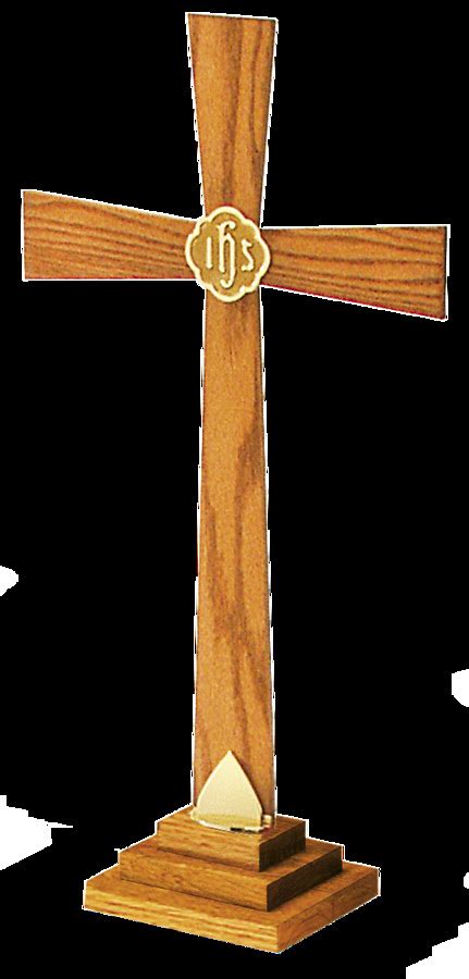 Artistic Rw Brk Oak And Brass Altar Cross Cokesbury