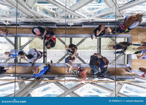 Tower Bridge On The River Thames.Glass Floor, Ceiling Mirror, Tourists ...