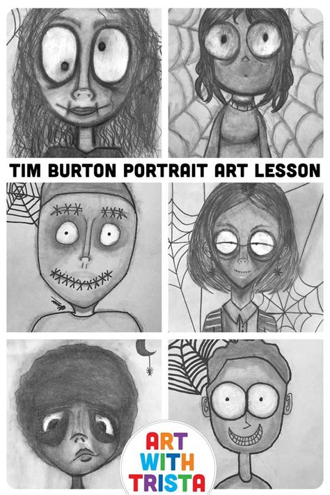 Tim Burton Inspired Self Portraits Halloween Art Lesson Spooky