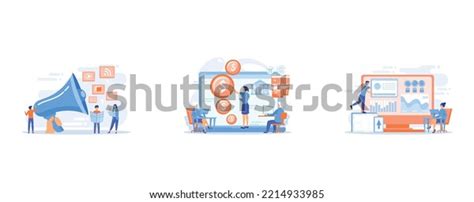 Tiny Peple Marketing Manager Megaphone Push Stock Vector Royalty Free 2214933985 Shutterstock