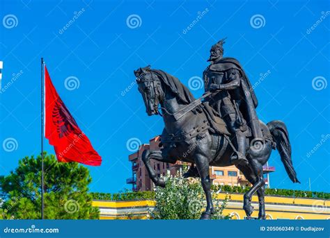 View Of Skanderbeg Statue At Tirana Albania Stock Image Image Of