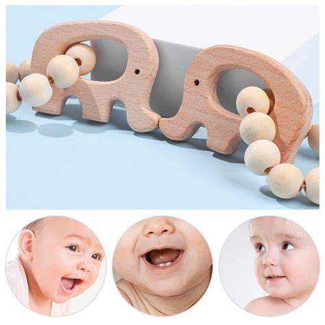 Safety Wooden Teether Baby Nursing Silicone Beads Gift Nursing