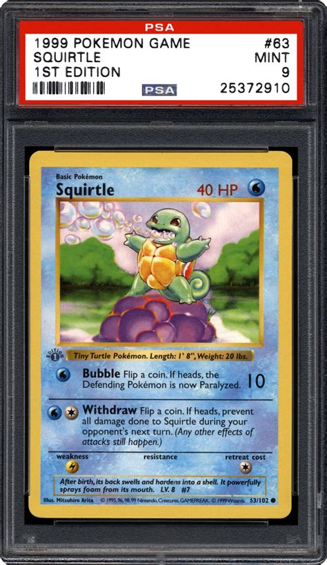 1999 Nintendo Pokemon Game Squirtle 1st Edition Psa Cardfacts™