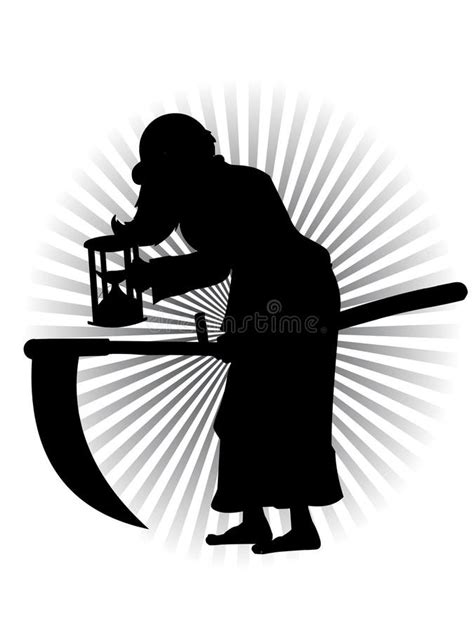 father time silhouette vector cartoon stock vector illustration