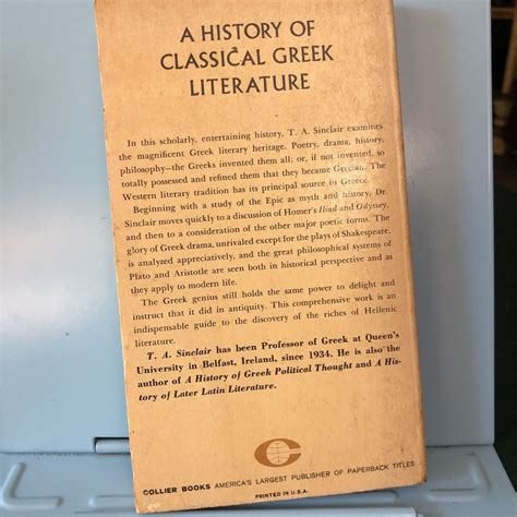 A History Of Classical Greek Literature From Homer To Aristotle