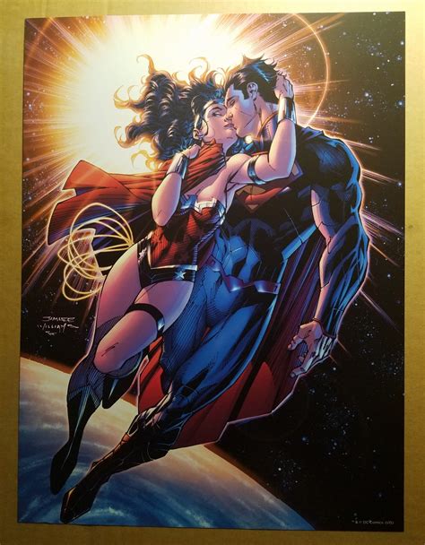 Jla Justice League Variant Superman Kissing Wonder Woman In Space Dc