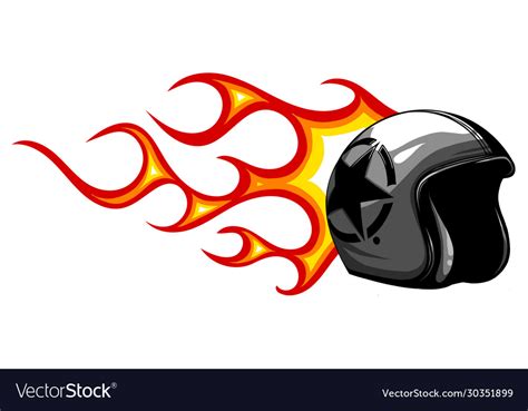 Motorcycle helmet open face with flames Royalty Free Vector