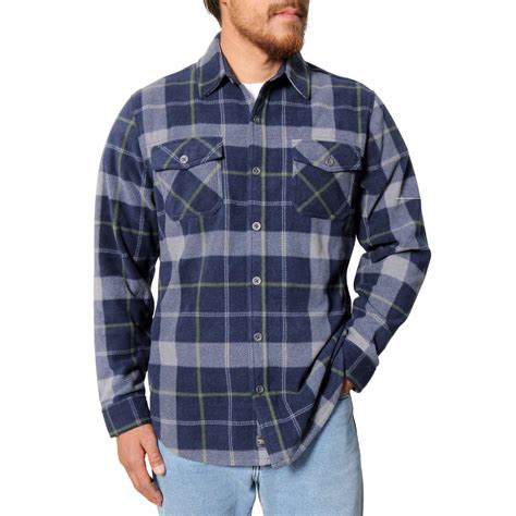 Freedom Foundry Men's Lightweight Plaid Fleece Shirt (Navy, Medium ...